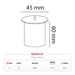 Nevo Sıva Altı Dış Mekan Sensörlü Duvar Armatürü Beyaz NW301