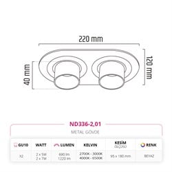Nevo Sıva Altı İkili Led Spot Beyaz ND336-2