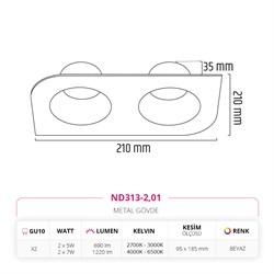 Nevo Sıva Altı İkili Led Spot Beyaz ND313-2