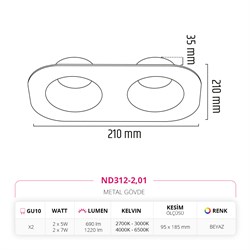 Nevo Sıva Altı İkili Led Spot Beyaz ND312-2