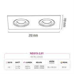 Nevo Sıva Altı İkili Led Spot Beyaz ND315-2