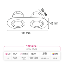 Nevo Sıva Altı İkili Led Spot Beyaz ND295-2