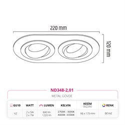 Nevo Sıva Altı İkili Led Spot Beyaz ND348-2