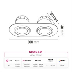Nevo Sıva Altı İkili Led Spot Beyaz ND295-2