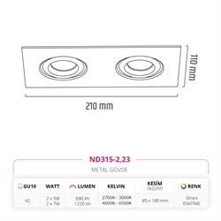 Nevo Sıva Altı İkili Led Spot Eskitme ND315-2