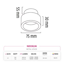 Nevo Sıva Altı Led Spot Bakır ND338