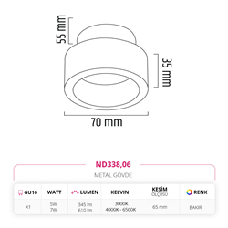 Nevo Sıva Altı Led Spot Bakır ND338