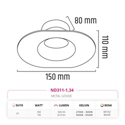 Nevo Sıva Altı Led Spot Beyaz Bakır ND311-1