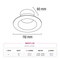Nevo Sıva Altı Led Spot Beyaz Gold ND311