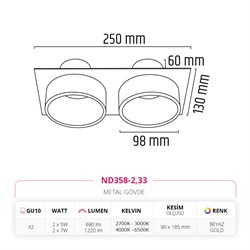 Nevo Sıva Altı Led Spot Beyaz Gold ND358-2