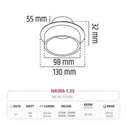 Nevo Sıva Altı Led Spot Beyaz Gold ND356-1
