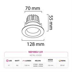 Nevo Sıva Altı Led Spot Beyaz ND1003-1