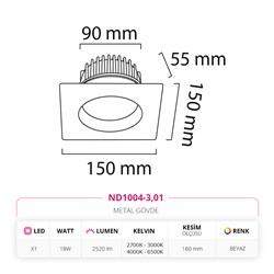 Nevo Sıva Altı Led Spot Beyaz ND1004-3