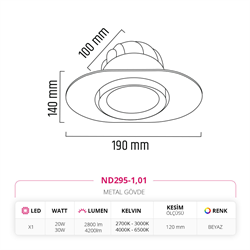 Nevo Sıva Altı Led Spot Beyaz ND295-1