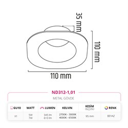 Nevo Sıva Altı Led Spot Beyaz ND312-1