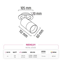 Nevo Sıva Altı Led Spot Beyaz ND342