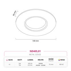 Nevo Sıva Altı LED Spot Beyaz ND405