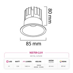 Nevo Sıva Altı Led Spot Beyaz ND759-2