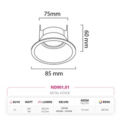 Nevo Sıva Altı Led Spot Beyaz ND901