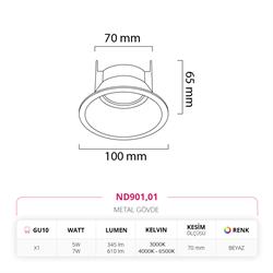 Nevo Sıva Altı Led Spot Beyaz ND901-1