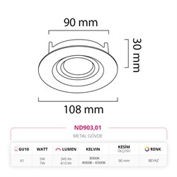 Nevo Sıva Altı Led Spot Beyaz ND903