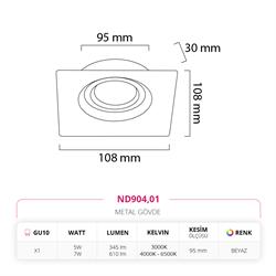 Nevo Sıva Altı Led Spot Beyaz ND904