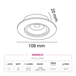 Nevo Sıva Altı Led Spot Beyaz ND906