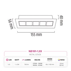 Nevo Sıva Altı Led Spot Beyaz Siyah ND101-1