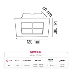 Nevo Sıva Altı Led Spot Beyaz Siyah ND102