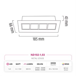 Nevo Sıva Altı Led Spot Beyaz Siyah ND102-1