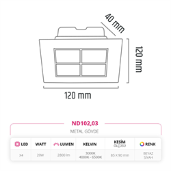 Nevo Sıva Altı Led Spot Beyaz Siyah ND102