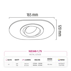 Nevo Sıva Altı Led Spot Eskitme Antrasit ND348-1