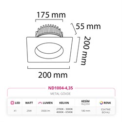 Nevo Sıva Altı Led Spot Eskitme Boyalı ND1004-4