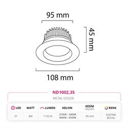 Nevo Sıva Altı Led Spot Eskitme Boyalı ND1002