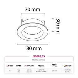Nevo Sıva Altı Led Spot Eskitme Boyalı ND902