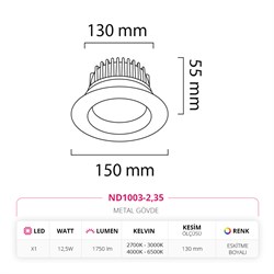 Nevo Sıva Altı Led Spot Eskitme Boyalı ND1003-2