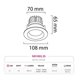 Nevo Sıva Altı Led Spot Eskitme Boyalı ND1003