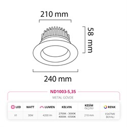 Nevo Sıva Altı Led Spot Eskitme Boyalı ND1003-5