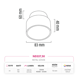 Nevo Sıva Altı Led Spot Eskitme Gold ND337