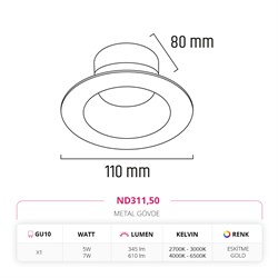 Nevo Sıva Altı Led Spot Eskitme Gold ND311