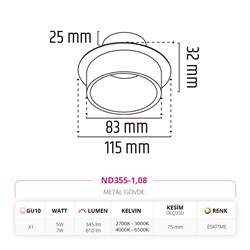 Nevo Sıva Altı Led Spot Eskitme ND355-1