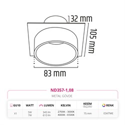 Nevo Sıva Altı Led Spot Eskitme ND357-1