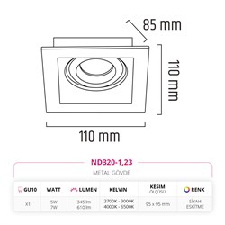 Nevo Sıva Altı Led Spot Eskitme Siyah ND320-1