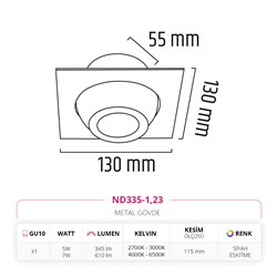Nevo Sıva Altı Led Spot Eskitme Siyah ND335-1