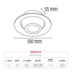 Nevo Sıva Altı Led Spot Eskitme Siyah ND330