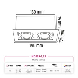 Nevo Sıva Altı Led Spot Eskitme Siyah ND325-2