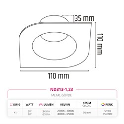 Nevo Sıva Altı Led Spot Eskitme Siyah ND313-1