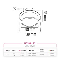 Nevo Sıva Altı Led Spot Eskitme Siyah ND356-1