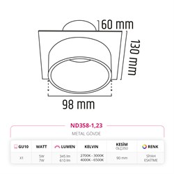 Nevo Sıva Altı Led Spot Eskitme Siyah ND358-1