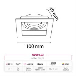 Nevo Sıva Altı Led Spot Eskitme Siyah ND601